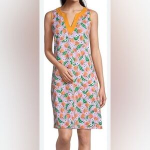 Draper James X Land’s End Women’s Peach Multi Swim Cover Dress EUC S #1993